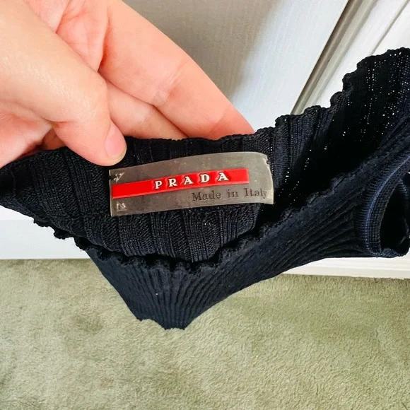 Prada Black Ribbed Top - Picture 2 of 3